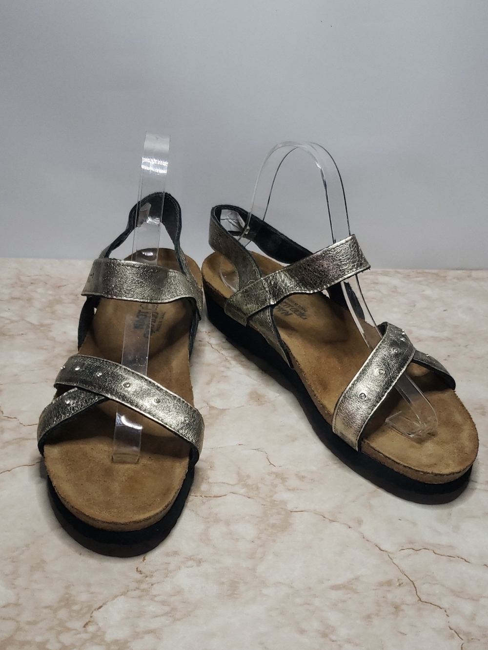 Naot Metallic Gold/Silver Strappy Women's Comfort Sandals Size 10